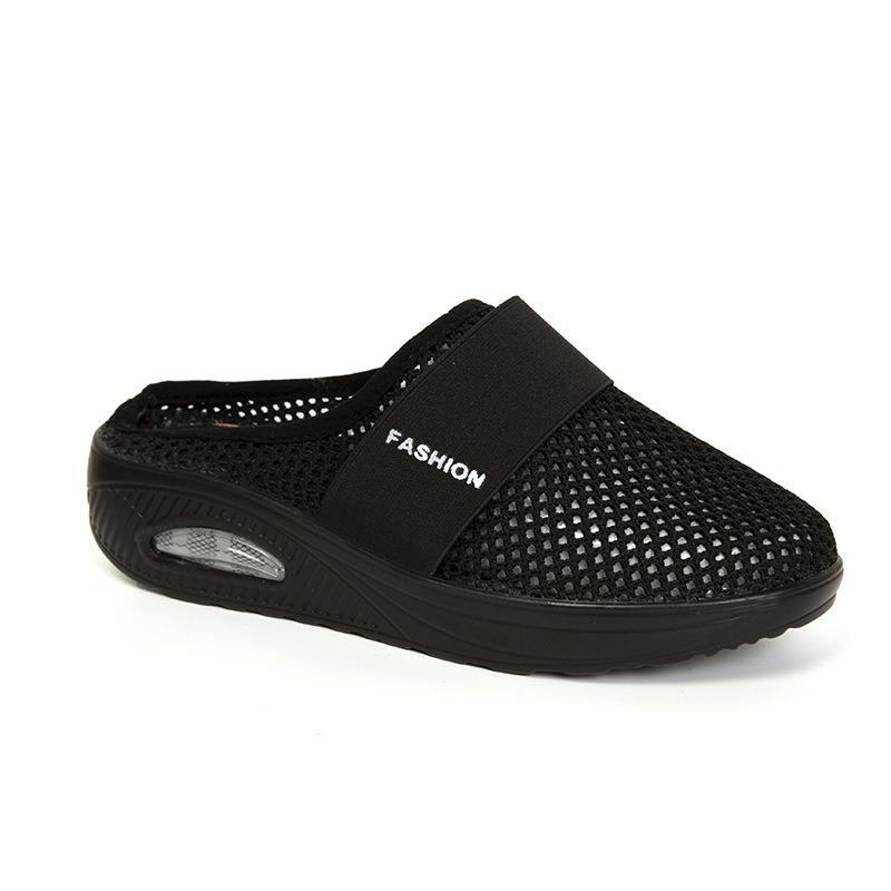 Scarpe con tacco a zeppa, Pantofole casual chiuse a punta larga, Scarpe a punta tonda, Nuove scarpe da donna