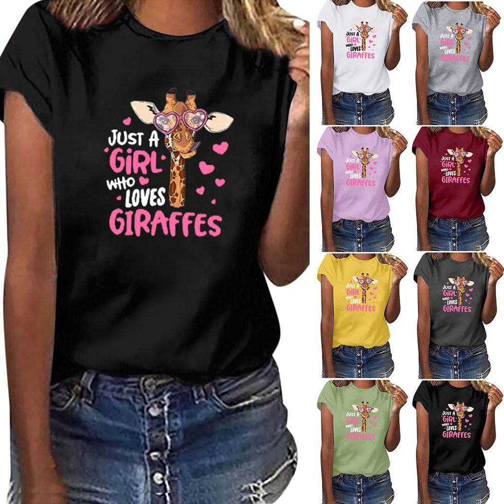 

Women Letter Printe Printing Short Sleeve Shirt Casual Tunic Tops Blouse