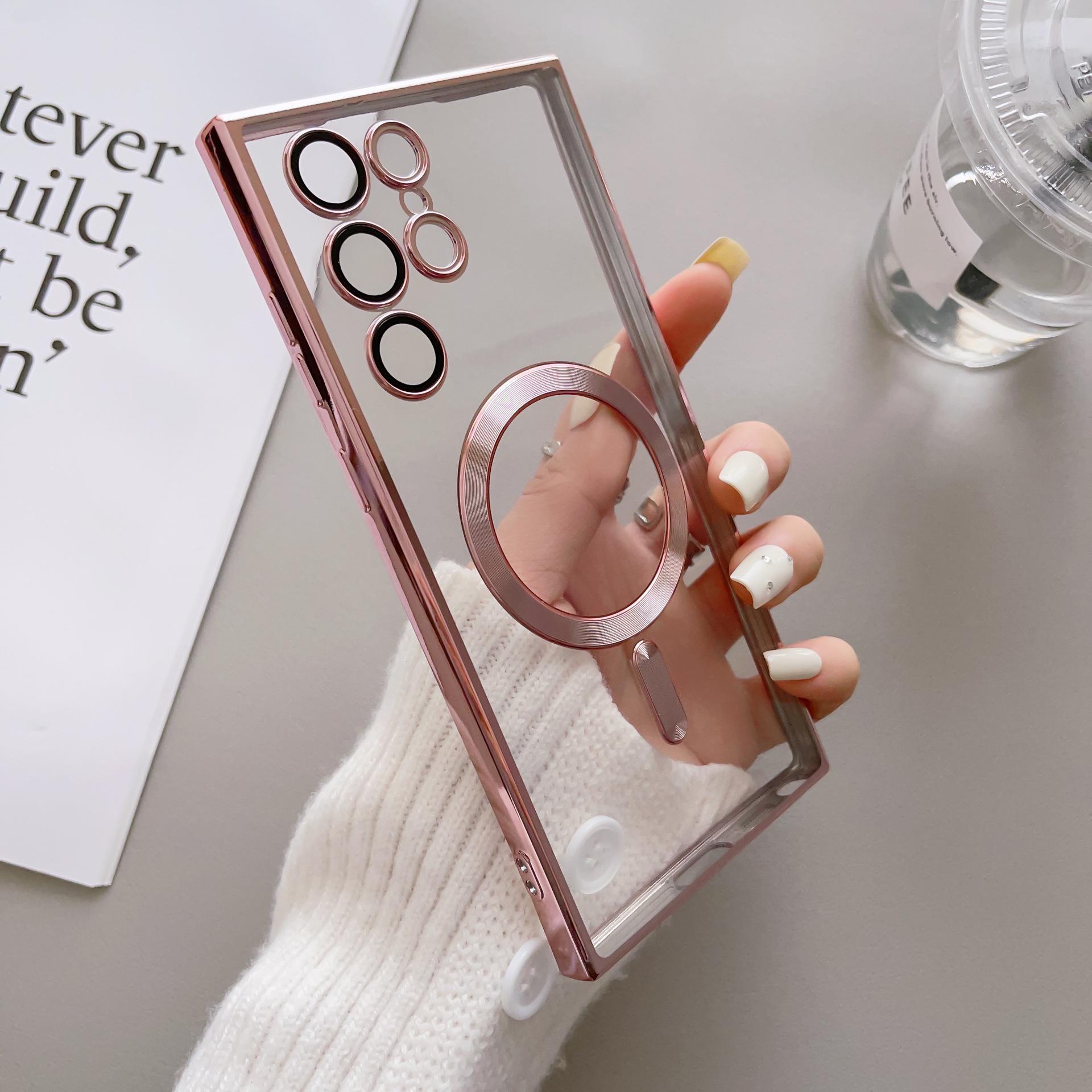 

Електроплатований магнітний м який чохол Samsung S25 Ultra - Сумісний з Magsafe для S22, S23 Plus - Прозора захисна накладка Note 20 Ultra