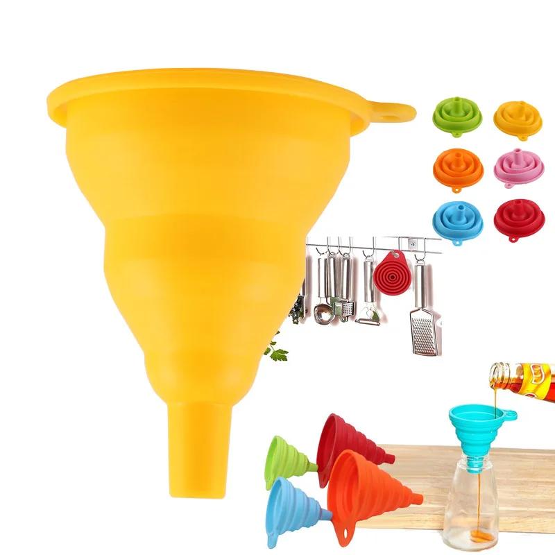 1pc silicone folding leakage, temperature-resistant household sub-packing liquid oil grid kitchen oil leakage silicone funnel