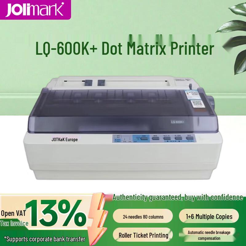 

Jolimark LQ-600K+ 24-Pin Dot Matrix Printer CN plug (adapter included)