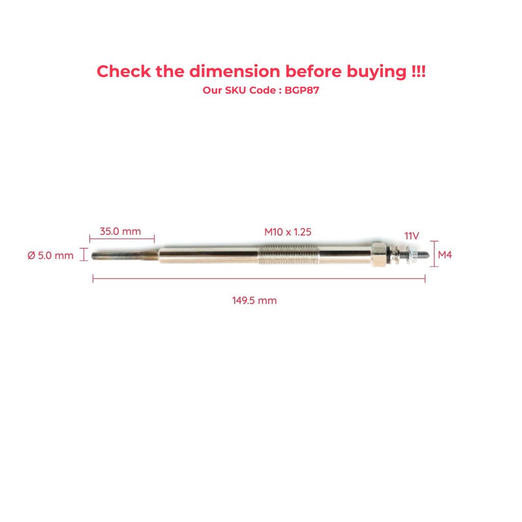 BGP87 1 Piece Heater Glow Plug 11 Volt ME203539 for Mitsubishi Pajero Montero Shogun V60 V80 Canter 35 55