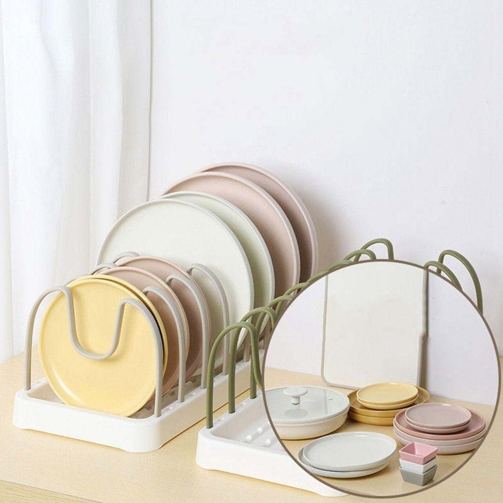 Plastic Pot Lid Holder Adjustable Cutlery Storage Rack Multifunctional Pot Lid Rack  Kitchen