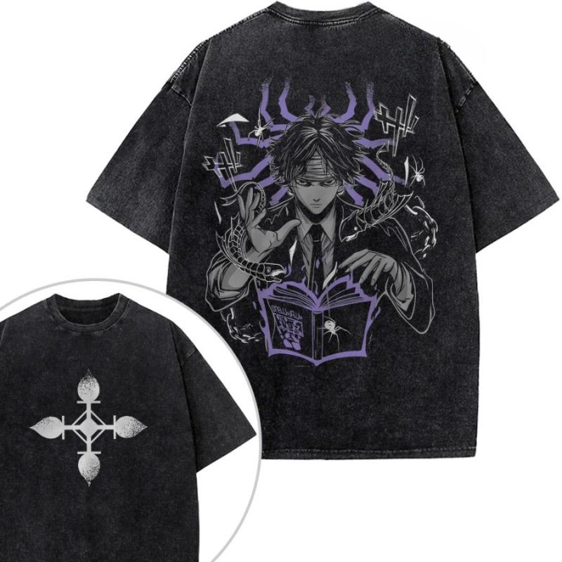 Anime Hunter Hunter Vintage Washed T Shirt Spring Summer Mens Women Tee Harajuku Streetwear Oversized Top Casual Trendy