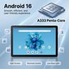 Tablet Android 16, 11 palců, 30 GB RAM + 128 GB ROM, WiFi 6, Bluetooth 5.3, Duální fotoaparát