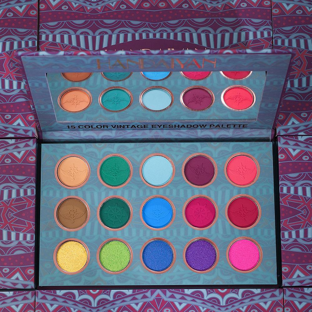 15barevná retro paletka očních stínů se zrcadlovým perleťovým matným make-up očním stínem