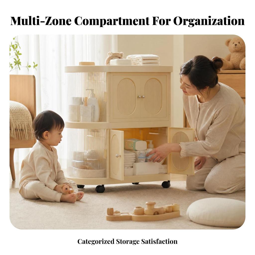 Clear Panels Large Capacity Folding Baby Cabinet Two-Level Nursery