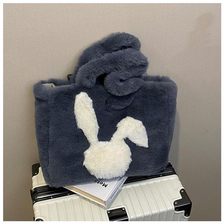Autumn and Winter Large-capacity Bag Women's New Cute Rabbit Plush Bag Office Worker Simple Shoulder Bag