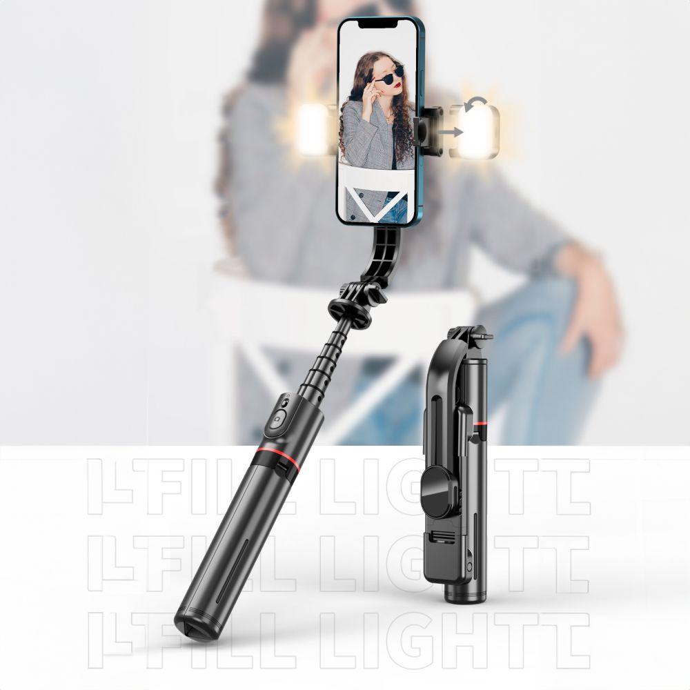 Tech-Protect L05S Bluetooth Selfiestang Stativ & LED-lys Svart