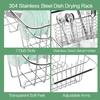 Drainer Expandable 304 Stainless Steel Metal Dish Drying Rack Organizer with Stainless Steel Dish Holder Inside the Sink In-sink Rack. Adjustable.