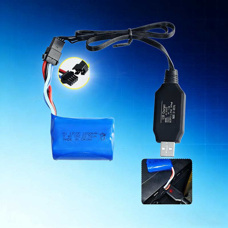 1-3PCS Battery Charging Set 18500 7.4V 2800mAh 15C Suitable For Remote Control Vehicles Off-road Vehicles High-speed Car T SM