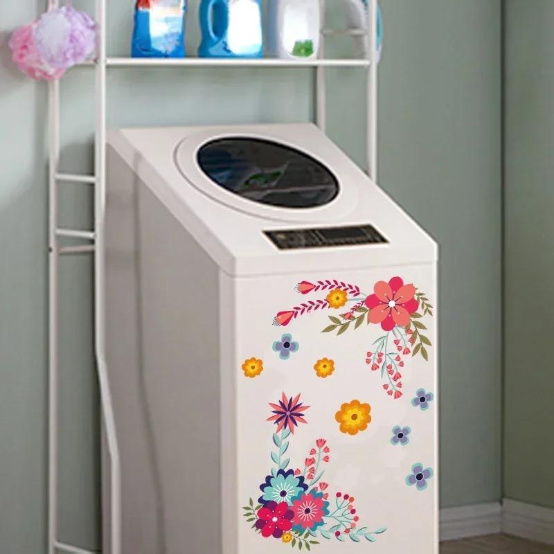 Flower Mural Toilet Stickers Bathroom Decoration Stickers Bathroom Decors Self-adhesive Paintings Removable PVC Sticker 1Piece