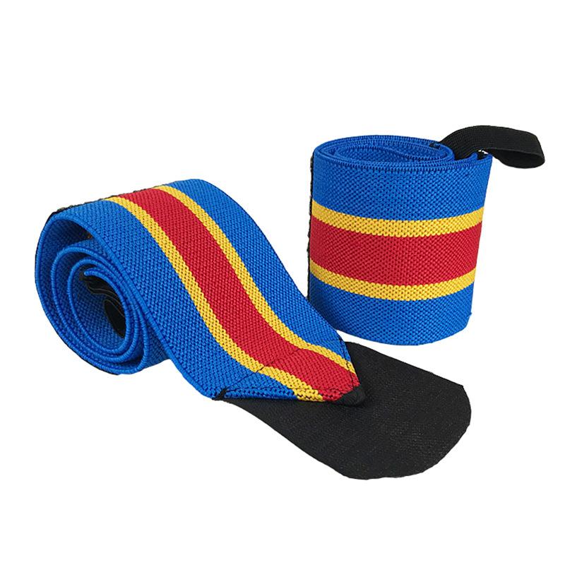 

Nylon Knitted Elastic Bandage Striped Wrist Guard Weightlifting Dumbbell Fitness Wrist Guard Anti-Sprain Wrapping Pressure Belt
