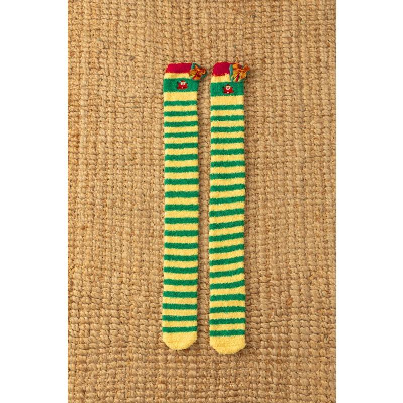 Christmas Stockings, Non-shedding Coral Fleece Half-fleece Stockings, Knee-high Stockings, Floor Stockings, Women's Thickened Warm Fleece Stockings