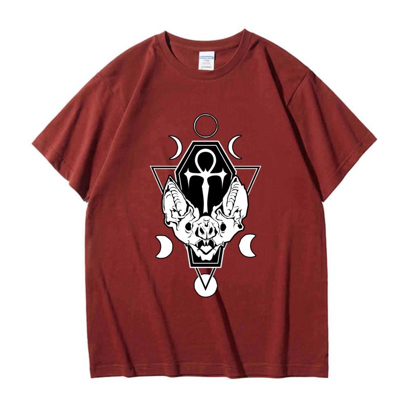 

220GSM Тяжелая футболка из 100% хлопка, футболка с принтом летучей мыши-вампира, мужские повседневные базовые мужские топы с круглым вырезом, футболка