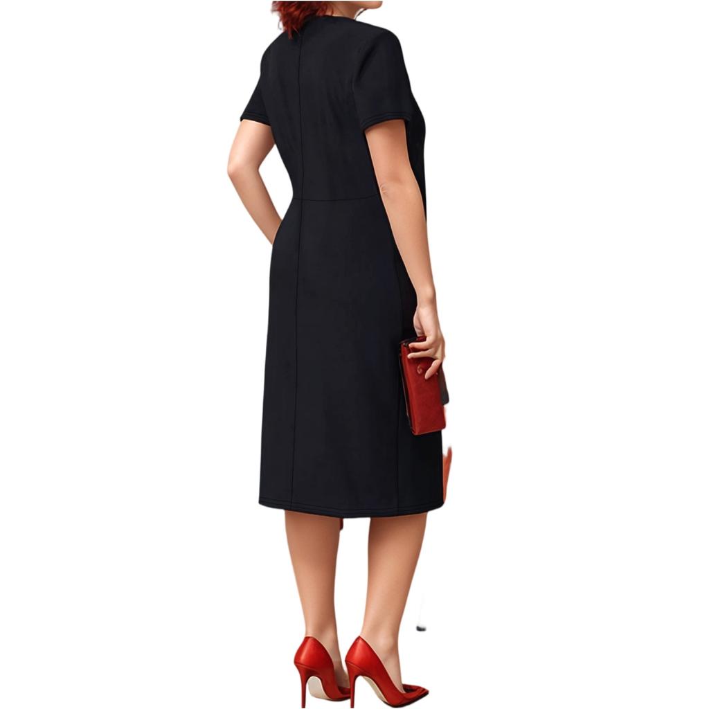 Women's Plus Size Casual Loose-Fit V-Neck Short-Sleeve Dress