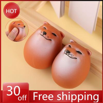 Oeuf Créatif Chien Shibako Squishy Jouet Fidget Forme d'Oeuf Réaliste Décor de Bureau Chien Shiba Inu & Oeuf Union PU Rebond Lent Jouet Sensoriel