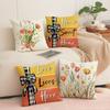 Floral Print Pillow Cover Spring Living Room Decor Sofa Cushion Linen Simple Versatile Car Cushion Cover