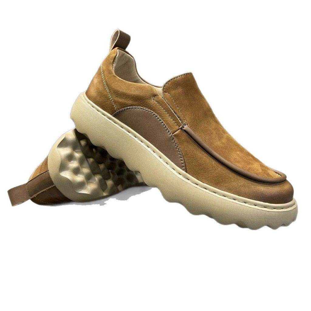 Men's Retro Top Grain Leather Big Head Loafers - Casual British Sports Bean Shoes