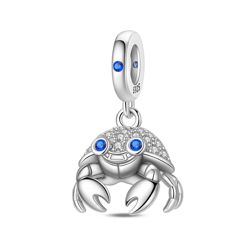 925 Silver Luminous Blue Ocean Series Octopus Starfish Charms Beads For Women Fit Bracelet DIY Jewelry Gifts