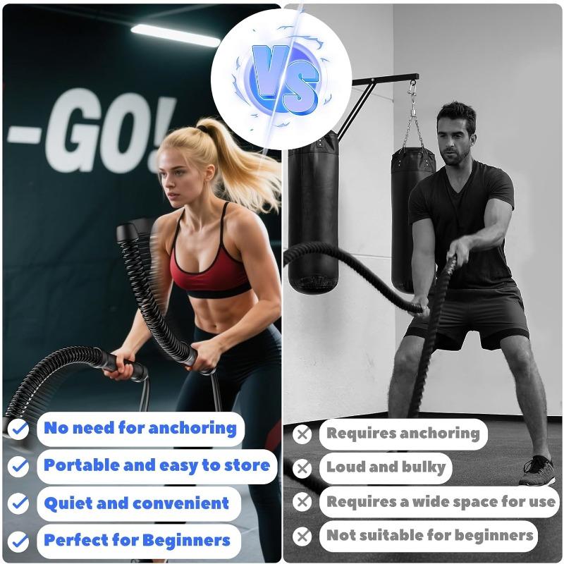 2pcs Cordless Battle Rope Multifunctional Power Training System Arm Strength Home Gym Equipment for Full Body Workout Unisex
