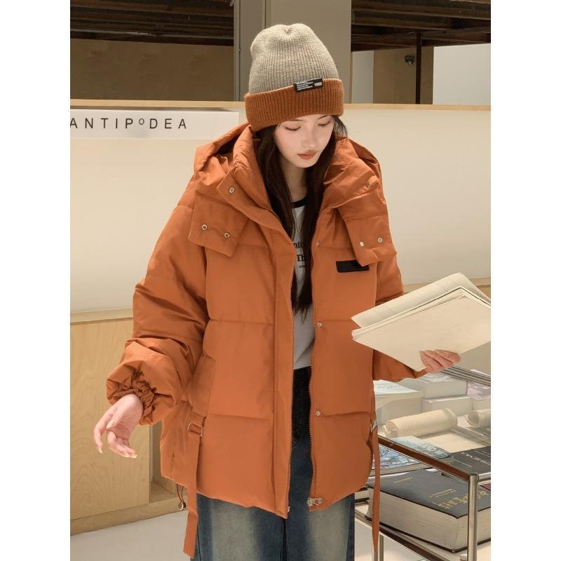 Padded clothes women's winter new short cotton clothes thickened hat removable fluffy bread clothes