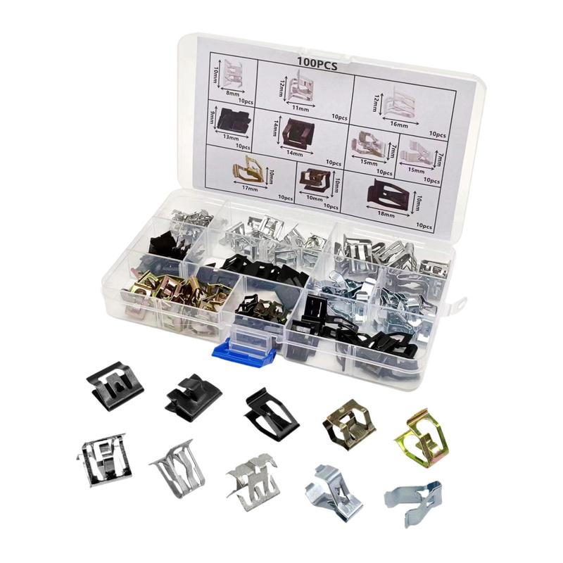 100 Pieces Metal Trim Panel Spring Clip, Car Trim Moulding Clip Kit 4A0-867-276A Sturdy Premium High Performance Auto U Clips