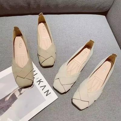 Fashion Single Shoe Women's Spring 2025 Women's Shoes Fairy Style Gentle Soft Sole Flat Shoes Shallow Mouth Versatile Bean Shoes