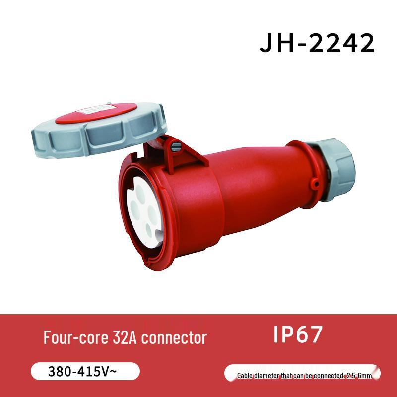 IP67 Waterproof 16A/32A Industrial Plug & Socket, European Standard, 3/4/5-core, Male & Female Connector