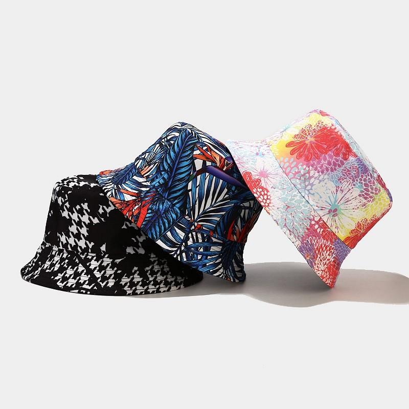 Classic Vintage Print Doublesided Sun Hat For Men Women Summer Outdoor Uv Protection