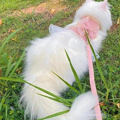 Pet Accessories Princess Style Cat Harness Leash Breathable Adjustable Cat Vest with Bowknot Nylon Pet Chest Strap For Cats Dogs