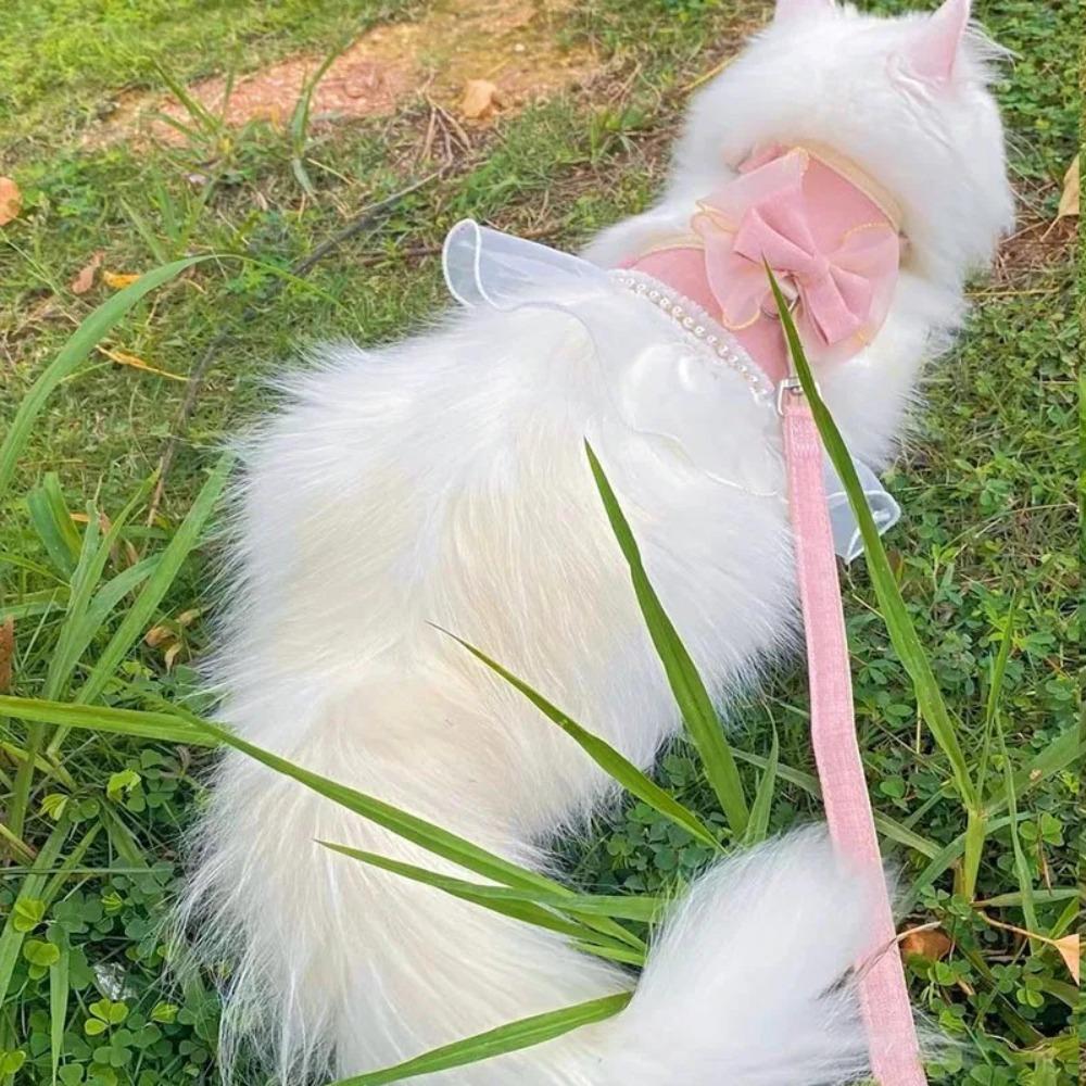 Princess Style Cat Harness Leash Breathable Pet Chest Strap Dog Traction Rope  Party