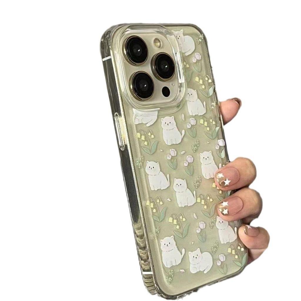 High-End iPhone 14 Pro Max Soft Transparent Case with Small Fresh Flowers - Trendy Design for iPhone 13 and 12 Models