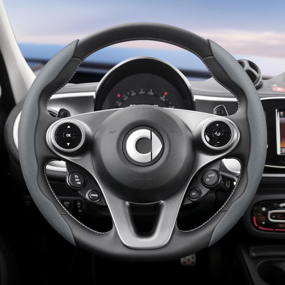 Vcxja9 Vhodné pro Smart Prodyšný Kožený Potah Volantu s Dírami Segmentovaný Design Rychloupínání Protiskluzový a Odolný Fortwo 451 450 453