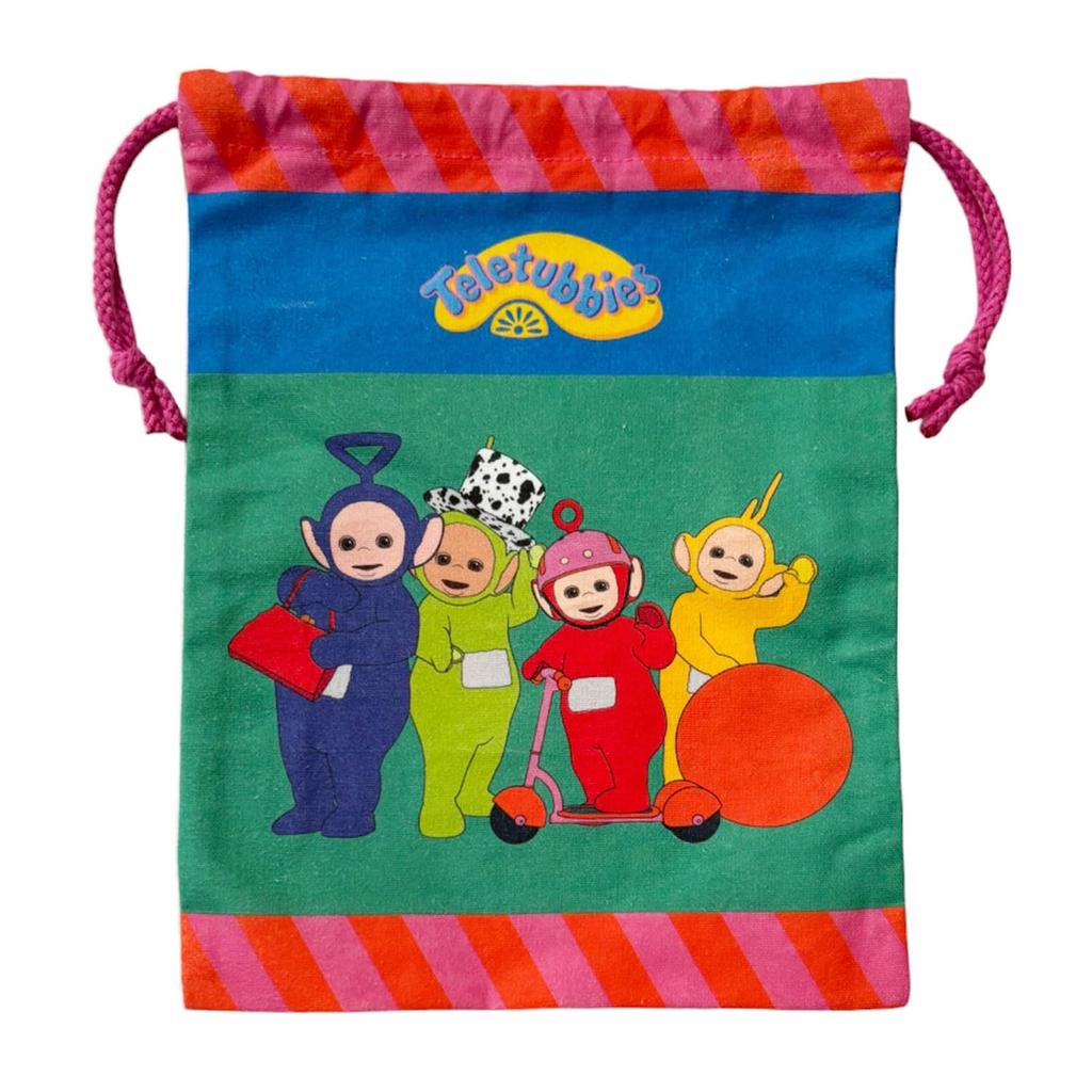 Small Planet Teletubbies Drawstring Bag Blue x Green