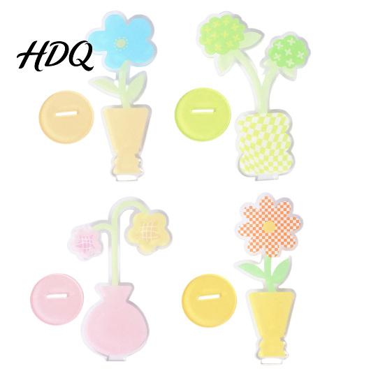 Rounded Edge Memo Clip Acrylic Desk Holder Flower Shaped Photo Display Stand