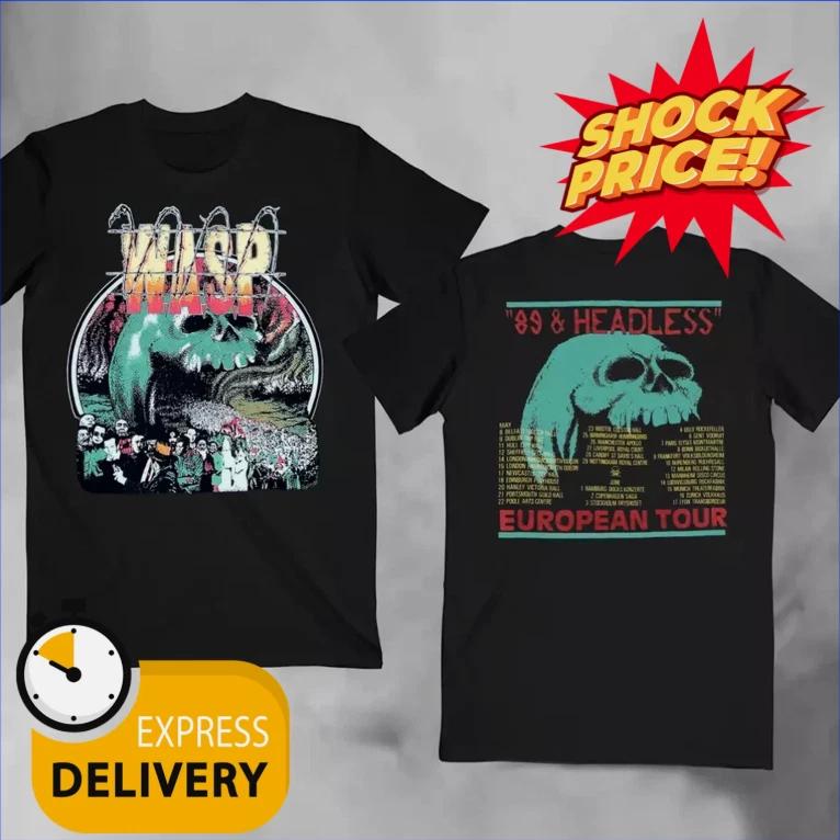 Wasp Headless 1989 European Tour T-Shirt 2Sided L