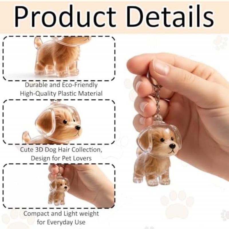 Goldene Hundeformen Schlüsselanhänger für Hundeliebhaber, Hundehaar Schlüsselanhänger Set, Praktisch zum Sammeln von Hundehaaren, Robust und Langlebig
