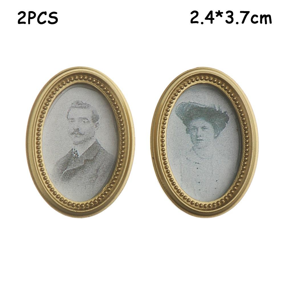 Vintage 1:12 Scale Miniature Oil Painting Toys Doll Accessories Dollhouse Ornament Framed Photos Mural Wall Picture Home Decor
