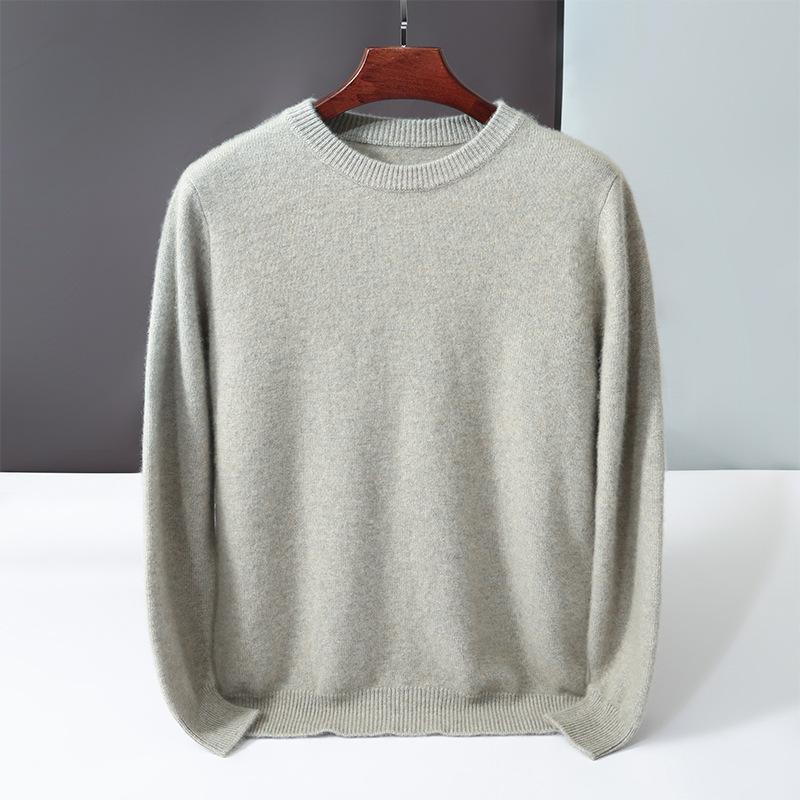 New round neck 100 pure cashmere sweater solid color loose thickened pullover knitted primed warm sweater