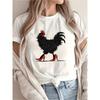 Lustiges Huhn in roten High Heels Grafik-T-Shirt für Damen, kurzärmlig, humorvoller Bauernhoftier-Print, Oberteil für den Alltag
