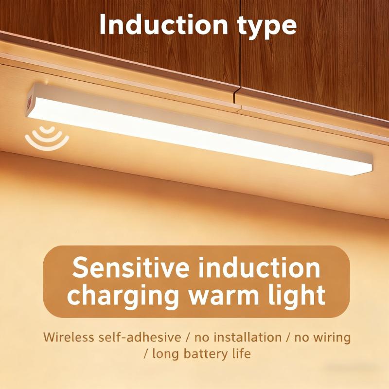 LED Intelligent Human Body Sensing Wireless Magnetic Strip Night Light Rechargeable Kitchen Wardrobe Cabinet Lamp for Bedroom