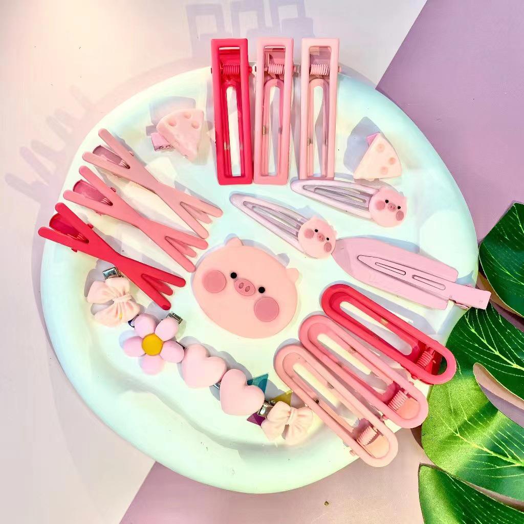 Set of 50 Pink Cute Hair Clips – Sweet Girly Bangs Clips, Japanese Cartoon Hair Accessories