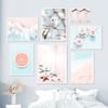 Summer Sea View Wall Art Canvas Painting Beach Scenery Posters Flamingo Flower Starfish Wall Pictures For Living Room Decor