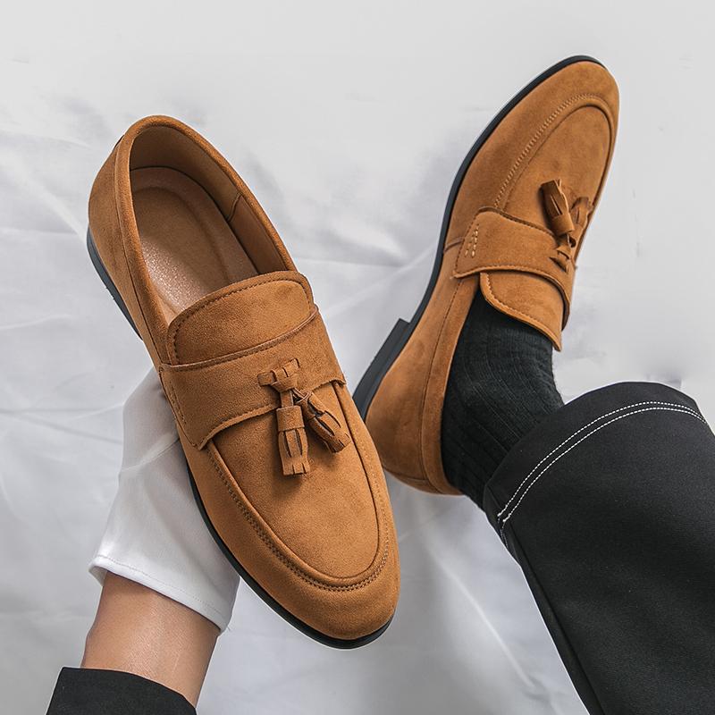 Seasons Men Business Fringed Shoes British Casual One-foot Lightweight Breathable Fashionable Loafers Banquet Shoes Sizes 38-46