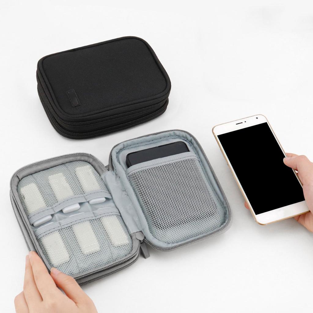 Portable Hard Disk Storage Bag Single/Double Layer Hard Drive Organizer Case Protective Sleeve for Phone Power Bank