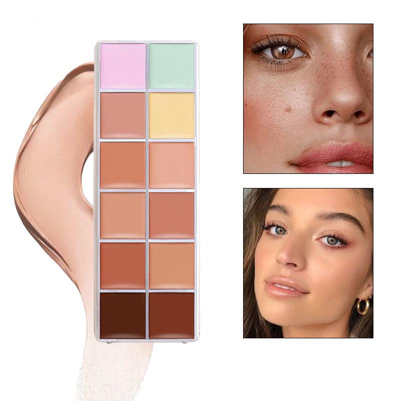 VERONNI 12-Color Concealer & Foundation Cream: Long-Lasting, Hydrating, Silky Smooth Coverage for Face Blemishes.