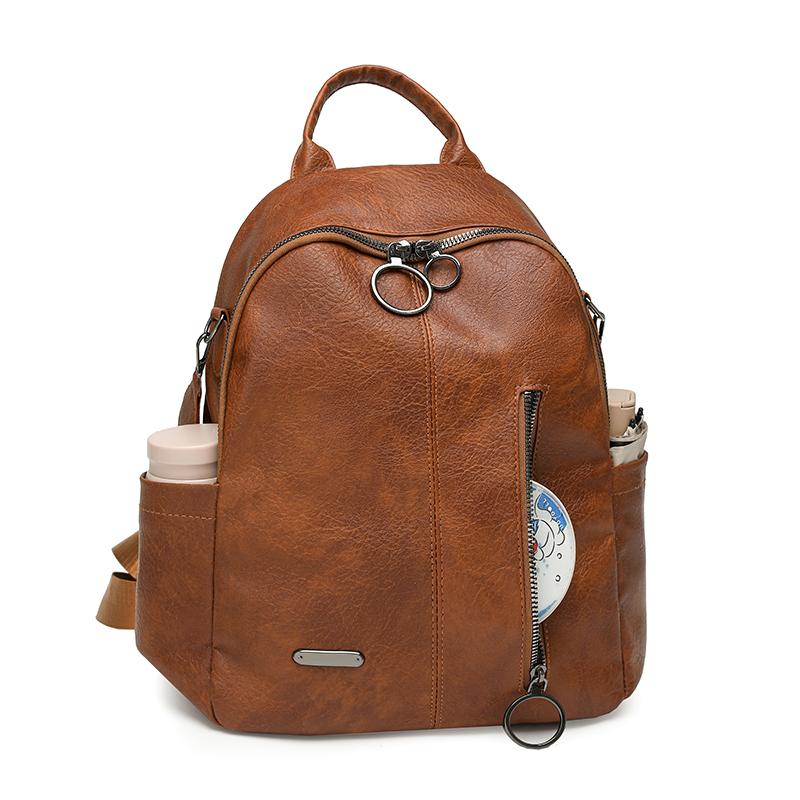 Retro PU Backpack Women's Large Capacity Multi-use Shoulder Bag