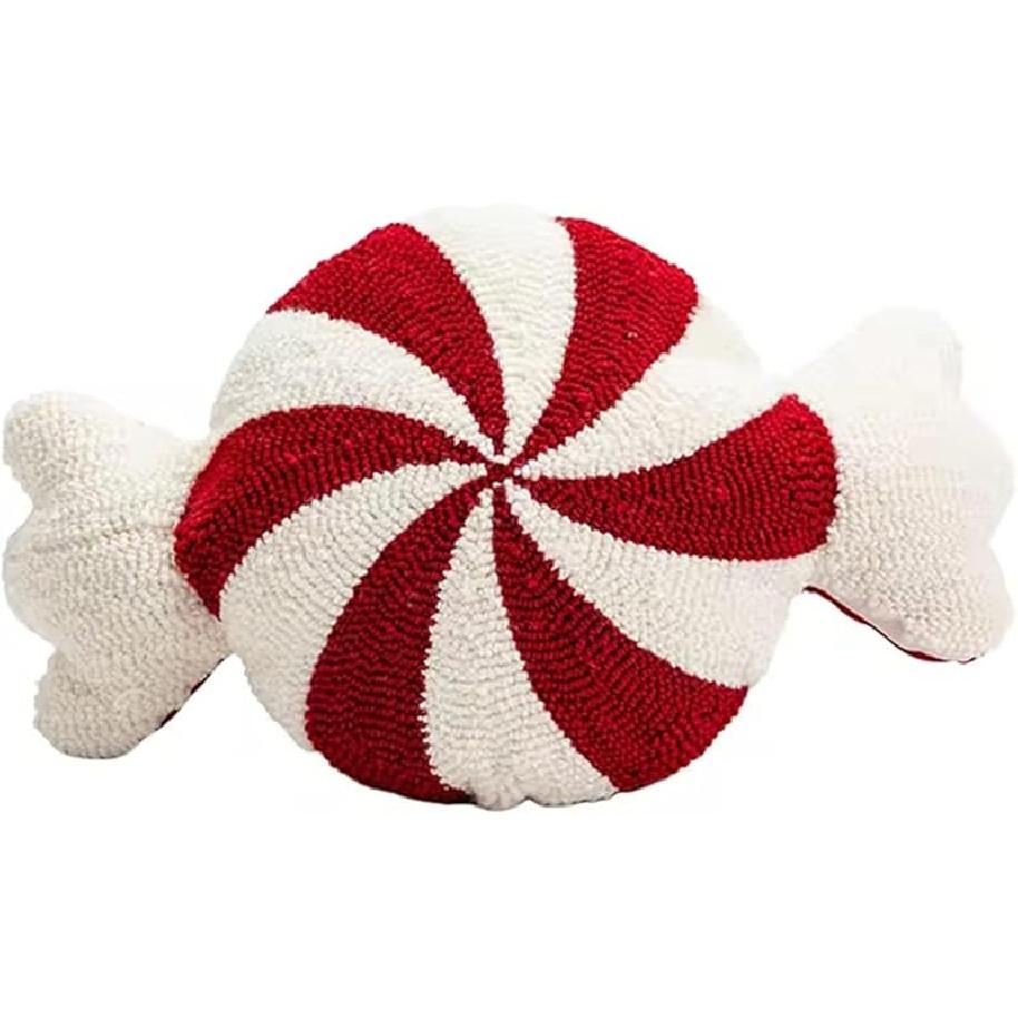 Candy Cane Pillow, Christmas Candy Throw Pillow Xmas Red Spiral Lollipop Pillow Cute Sweet Shaped Decorations for Bedroom, Living Room, Winter Home