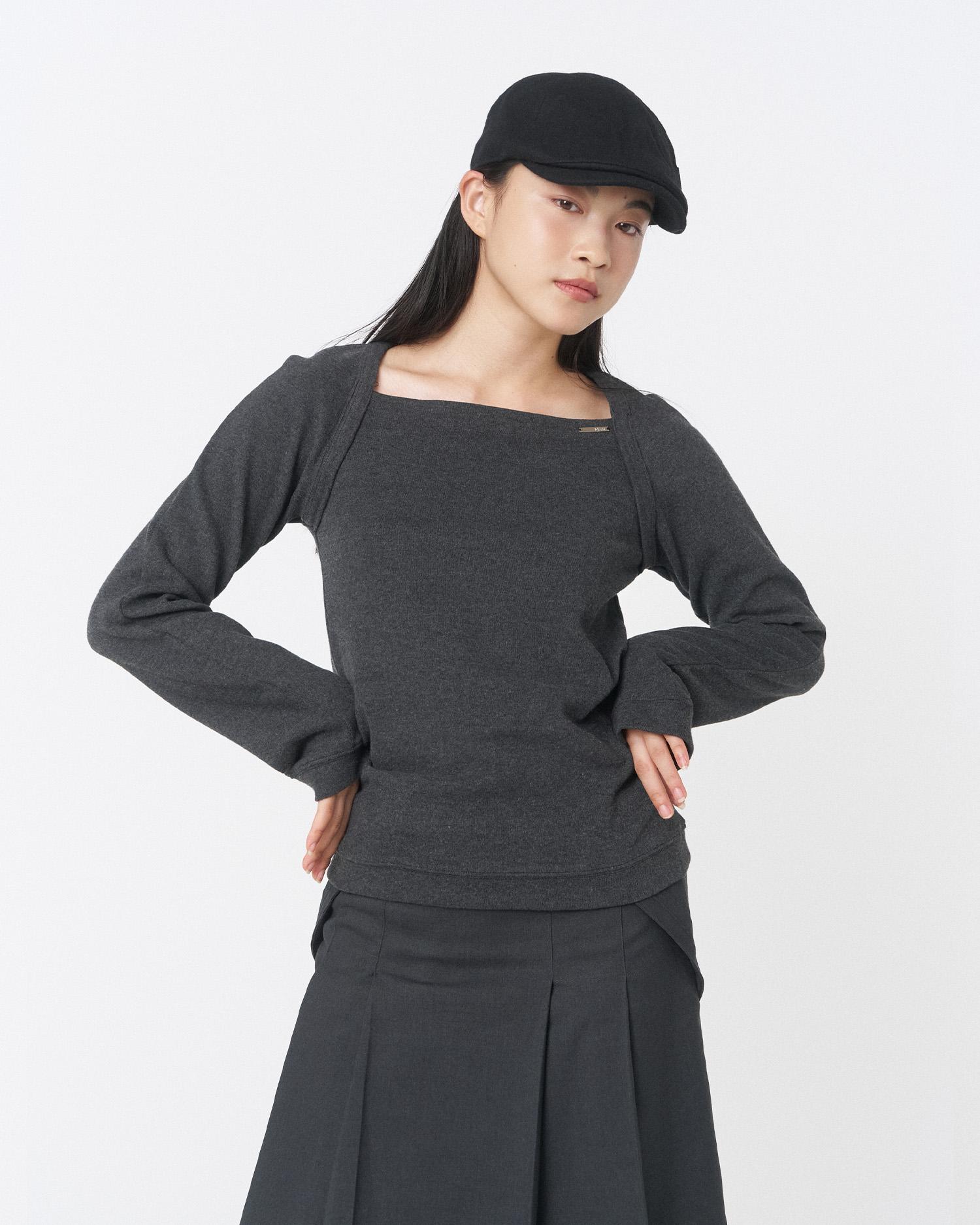 Miseki Seoul Bolero Layered Long Sleeves Charcoal Charcoal/Os